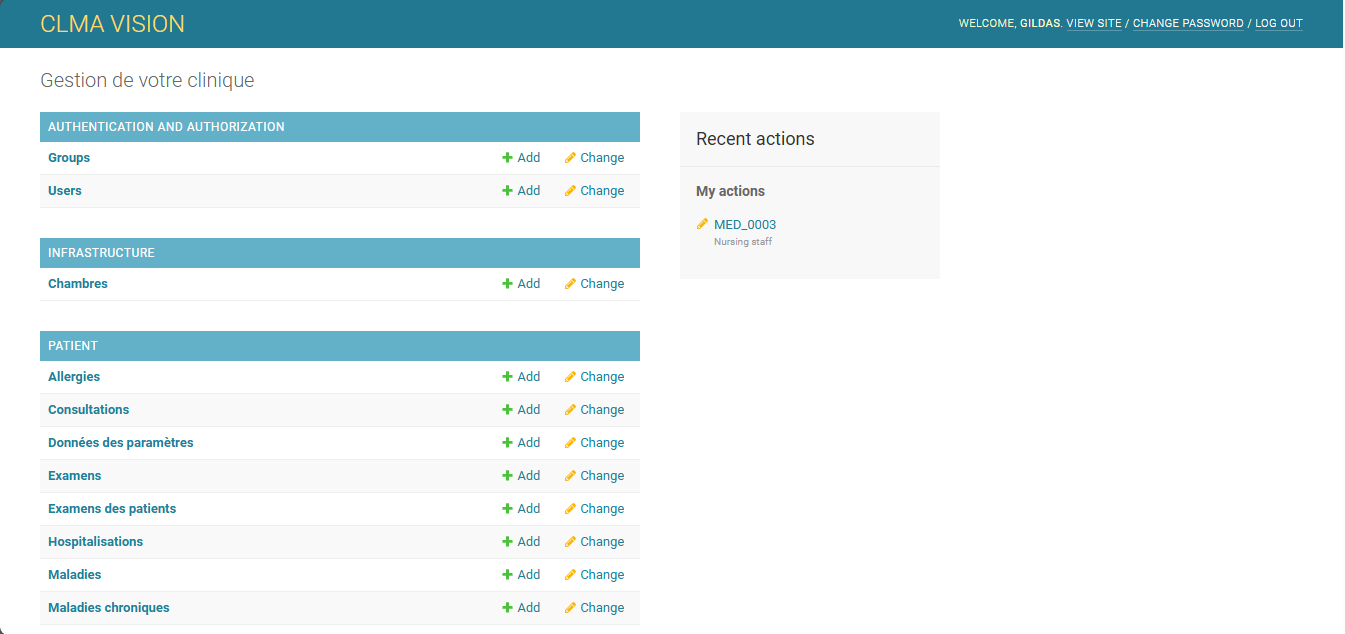 Application de gestion des patients